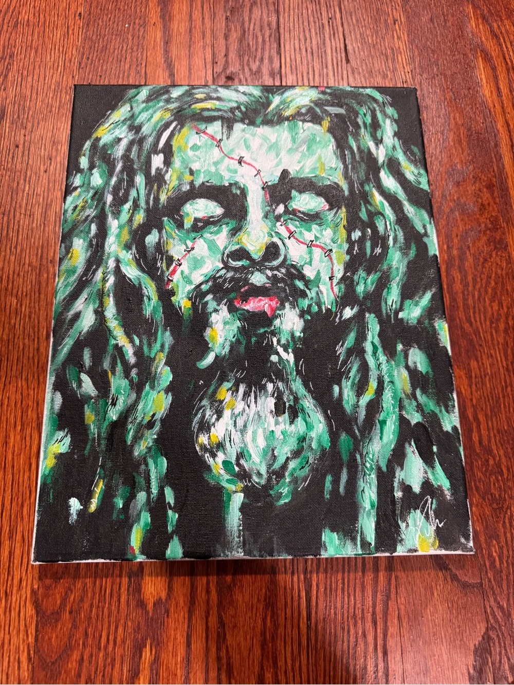Rob zombie Green Portrait Canvas Wall Art